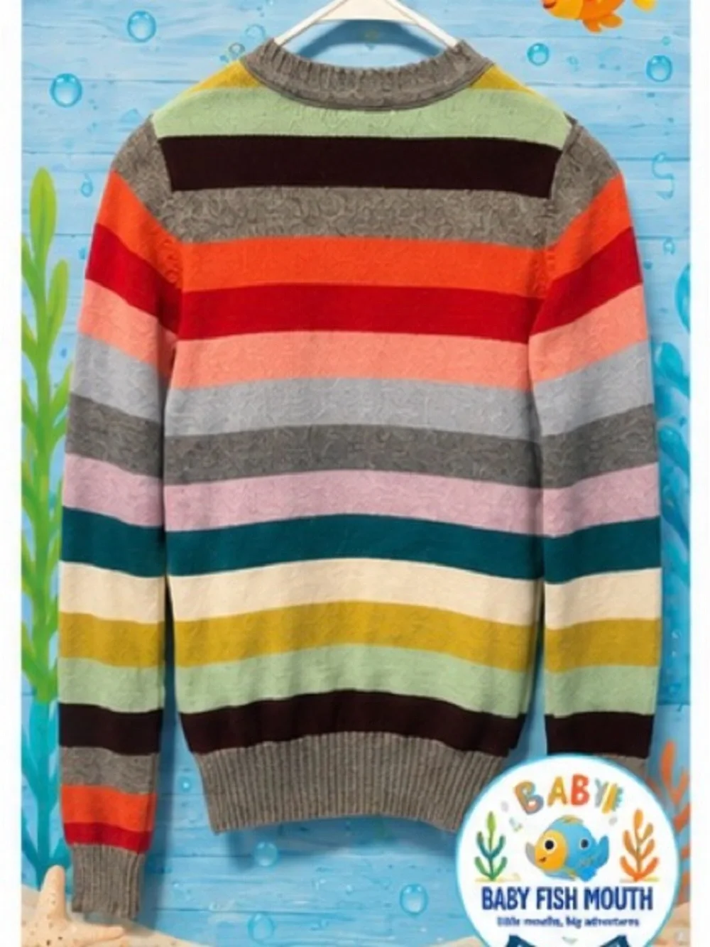 GapKids Girls Multicolor Striped Cotton Wool Blend Sweater Size L 10-11